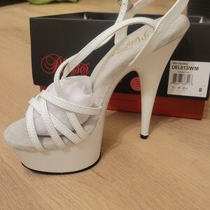 Pleaser Elegant White Strappy Heels